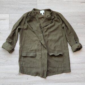 Nine West Green Womens Medium Lightweight Utility Jacket Zipper Long Sleeves